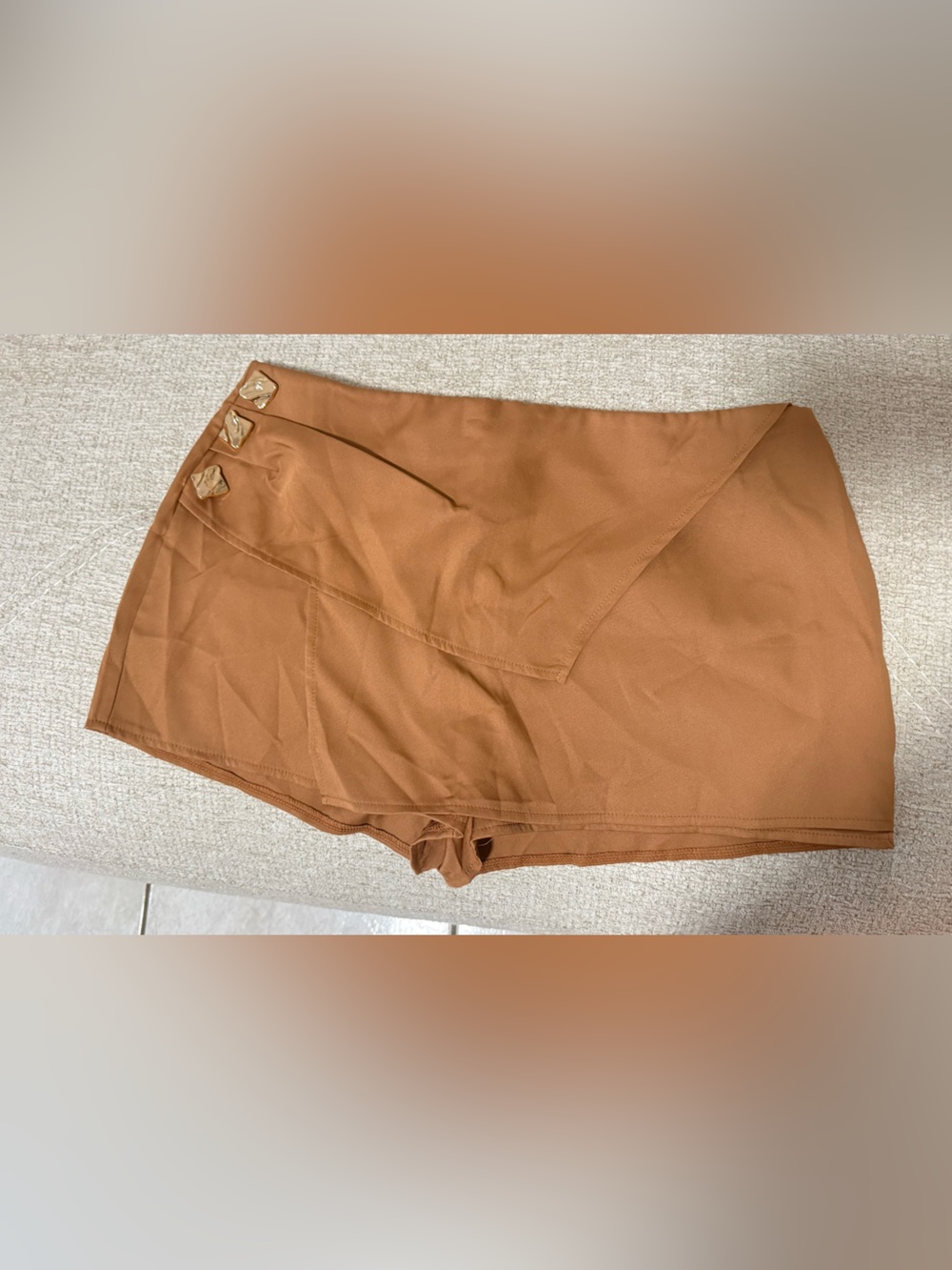 SHEIN Brown Wrap-Front Women’s skort with Decorative Buttons